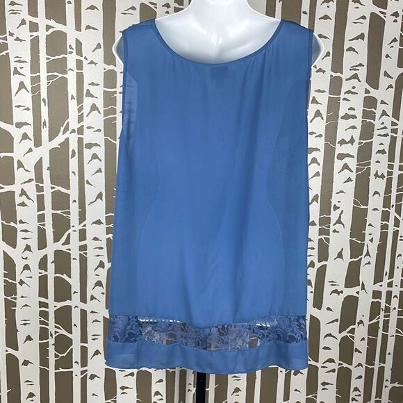 Worthington Distressed Wash Lace Trim Tank Top sz 2X - Picture 4 of 9